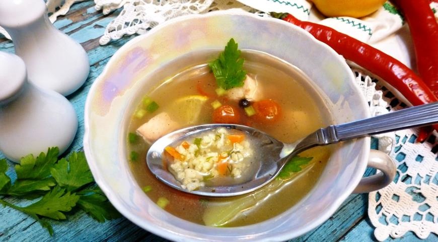 Суп из рыбных консервов с пшеном